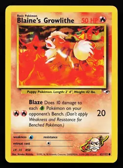Blaine's Growlithe 62/132 Common Gym Heroes Pokemon Card - Image 1