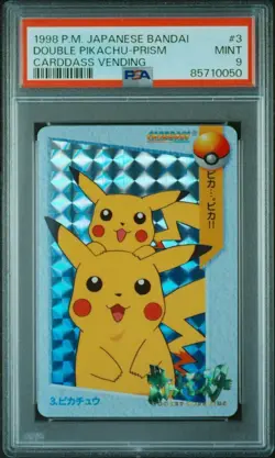 PSA 9 Pokemon Double Pikachu Carddass Prism 3 Japanese Card 1998 - Image 1
