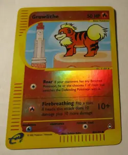 Pokemon TCG Aquapolis Growlithe 80/147 Reverse Holo Card 2002 Played Vintage - Image 2