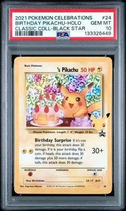 2021 POKEMON CELEBRATIONS CLASSIC COLL #24 BIRTHDAY PIKACHU-HOLO PSA 10 - Image 1