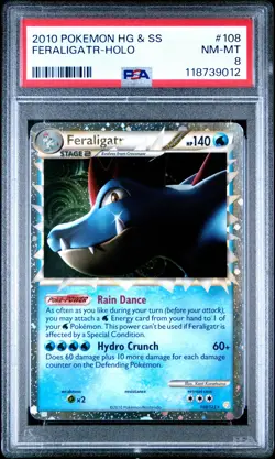 2010 POKEMON HEARTGOLD FERALIGATR PRIME #108 ULTRA RARE PSA 8 NM-MINT #118739012 - Image 1