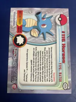 2000 Pokemon Topps Chrome TV Animation Edition Series 2 Horsea #116 - Image 3