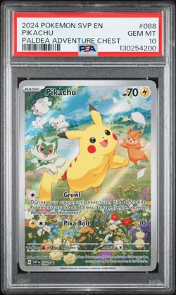 2024 POKEMON SVP EN-SV BLACK STAR PROMO PALDEA ADVENTURE CHEST PIKACHU PSA 10 - Image 1