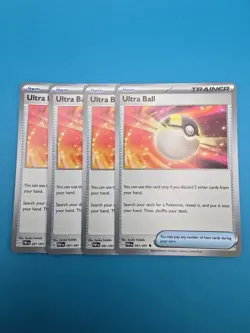 4x Ultra Ball 091/091 Paldean Fates English Pokemon Card Non Foil Playset x4 - Image 1
