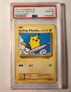 2016 XY Evolutions Surfing Pikachu 111/108 PSA 10 Pokemon Card GEM MINT - Image 1