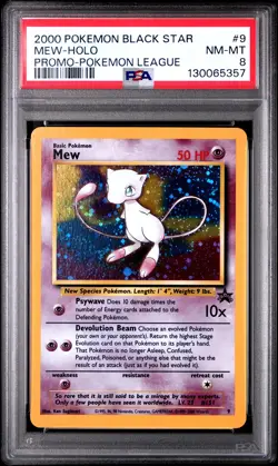 2000 POKEMON PROMO BLACK STAR POKEMON LEAGUE #9 MEW-HOLO PSA 8 - Image 1