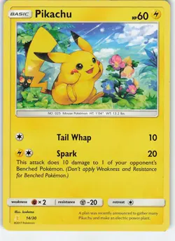 Pikachu 14/30 SM Trainer Kit: Lycanroc & Alolan Raichu Normal MP Pokemon - Image 1