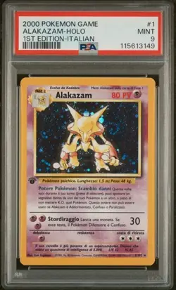 Pokemon PSA 9 Alakazam #1 Holo 1st Edition Base Set 2000 Italian - Image 2