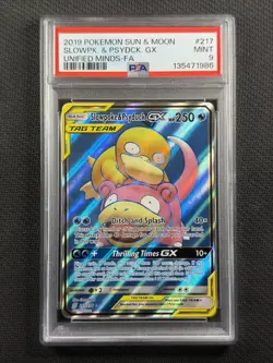 Pokemon Cards PSA 9 Mint Slowpoke & Psyduck GX Unified Minds FA S&M 2019 217/236 - Image 1