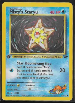 1st Edition Gym Challenge Misty’s Staryu 92/132 Pokemon Card WOTC Vintage NM - Image 1