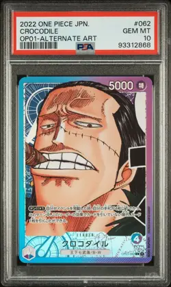 One Piece Japanese Card Game - Romance Dawn Crocodile Alt Art OP01-062 PSA 10 - Image 1