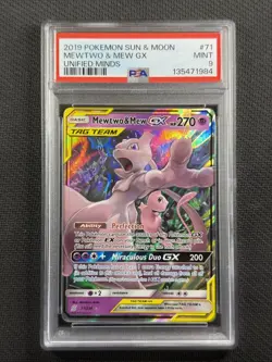 Pokemon Cards PSA 9 Mint Mewtwo & Mew Gx Tag Team Unified Minds 2019 S&M 71/236 - Image 1
