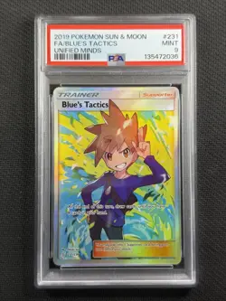 Pokemon Cards PSA 9 Mint Blue's Tactics Trainer Unified Minds S&M 2019 231/236 - Image 1
