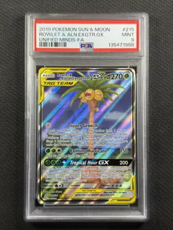 Pokemon Cards PSA 9 Mint Rowlet & Alolan Exeggutor Gx Tag Team S&M 2019 215/236 - Image 1