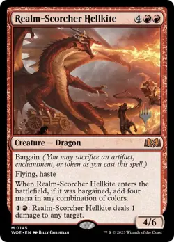 Realm-Scorcher Hellkite (Promo Pack) [Wilds of Eldraine Promos] Foil Near Mint - Image 1