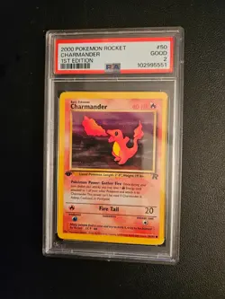 2000 POKEMON ROCKET 1ST EDITION #50 CHARMANDER PSA 2 GOOD - Image 1