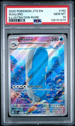 2025 POKEMON JTG EN-JOURNEY TOGETHER ILLUSTRATION RARE #162 WAILORD PSA 10 - Image 1