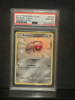 2019 Pokemon Sun & Moon Hidden Fates Beldum Holo #SV30 Shiny Vault PSA 10 - Image 1