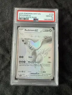 2025 Pokemon WHT Reshiram ex PSA 10 GEM Black White RARE 173/086 FULL ART - Image 1