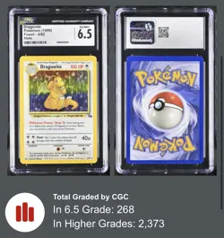 CGC 6.5 EX/NM+ - DRAGONITE HOLO 4/62 - FOSSIL - 1999 Pokemon - Image 3