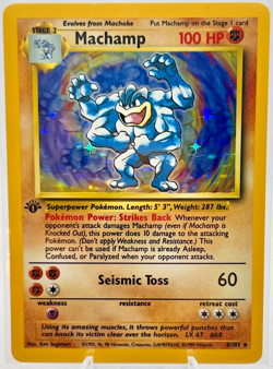 Pokemon Machamp 008/102 1st Edition 1999 Vintage Base Set Rare Holo Mint - Image 1