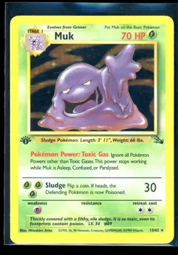 1st Edition Muk 13/62 Fossil 1999 Holo Rare WOTC Pokemon Card TCG [LP] - Image 1