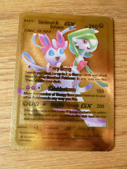 Gardevoir & Sylveon GX 130/234 HP260 TAG TEAM Pokemon Gold Foil Fan Art Card - Image 1