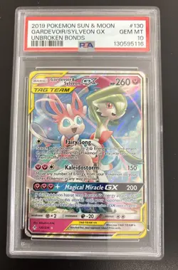 Gardevoir & Sylveon GX 130/214 Pokemon Unbroken Bonds PSA 10 Gem Mint - Image 1