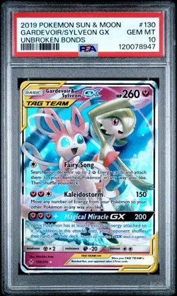 GARDEVOIR SYLVEON GX 2019 Pokemon Sun & Moon Unbroken Bonds #130 Tag Team PSA 10 - Image 1