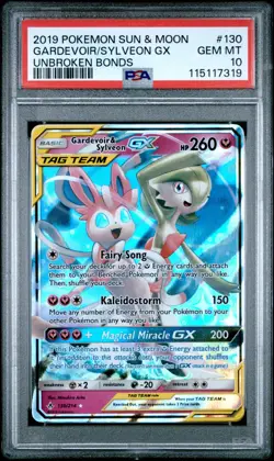 2019 Pokemon Sun & Moon Gardevoir & Sylveon GX 130/214 Unbroken Bonds PSA 10 (19 - Image 1
