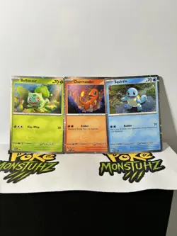 Pokemon 151 Cosmo Holo Promo Bulbasaur Charmander Squirtle SVP 046 047 048 NM - Image 1