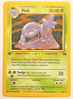 Pokemon Muk 13/62 Fossil Holo 1st Edition LP - Image 1
