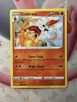 Cinderace (036) Rare SWSH01: Sword & Shield Base Set 036/202 NM English Pokemon - Image 1