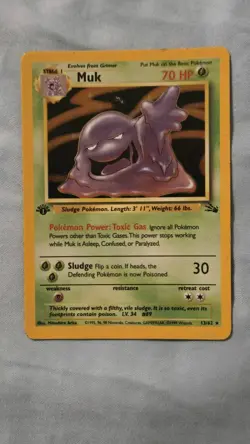 Pokemon Muk Fossil 13/62 First Edition Holo Rare NM - Image 1