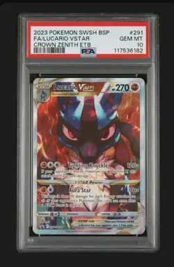 Lucario Vstar SWSH 291 PSA 10 2023 Pokemon Crown Zenith ETB Promo - Image 1