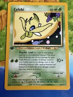 Pokemon Celebi 1st Edition Neo Revelation 16/64 Non Holo Rare Heavily Played - Image 1