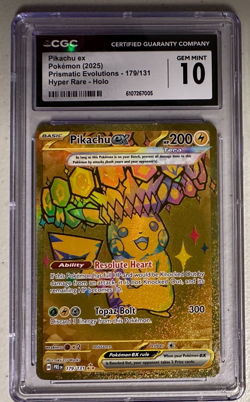 Pokemon TCG CGC 10 Pikachu EX 179/131 Prismatic Evolutions Hyper Rare Card - Image 1