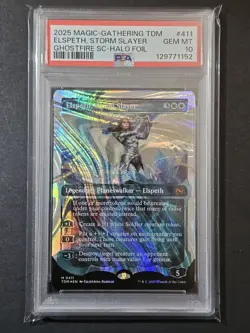 MTG PSA 10 Elspeth, Storm Slayer (Ghostfire SC) (Halo Foil) Tarkir: Dragonstorm - Image 1