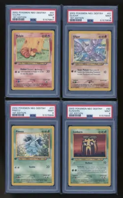 POKEMON 1st Edition Neo Destiny PSA 9 MINT Lot VULPIX Gligar PINECO Sunkern - Image 1