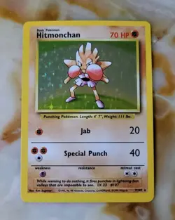 Pokemon TCG Rare Holo Hitmonchan 7/102 Base Set Unlimited 1999 WOTC LP - Image 1