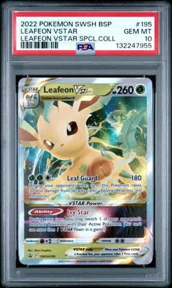 2022 POKEMON SWSH BLACK STAR PROMO #195 LEAFEON VSTAR PSA 10 - Image 1