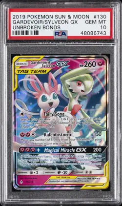 2019 POKEMON SUN & MOON UNBROKEN BONDS #130 GARDEVOIR & SYLVEON GX PSA 10 - Image 1