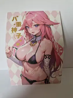 Kujo Sara + Yae Miko - Genshin | Love Diary BIFOLD Goddess Story Waifu Fold Card - Image 1