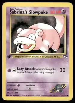 Pokemon Cards Sabrina's Slowpoke 95/132 1ST EDITION Gym Heroes WOTC Common NM - Image 1