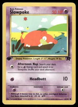 Pokemon Cards Slowpoke 67/82 1ST EDITION Team Rocket Common LP - Image 1