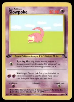 Pokemon Cards Slowpoke 55/62 1ST EDITION Fossil WOTC Common NM - Image 1