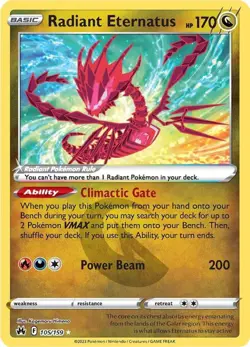 Pokemon Crown Zenith Radiant Eternatus 105/159 Radiant Rare Holo Card - Image 1