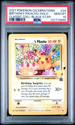 2021 POKEMON CELEBRATIONS CLASSIC COLL #24 BIRTHDAY PIKACHU-HOLO PSA 10 - Image 4