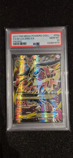 2017 POKEMON MEGA POWERS COLLECTION PROMO #55A FULL ART/M LUCARIO EX PSA 10 - Image 1