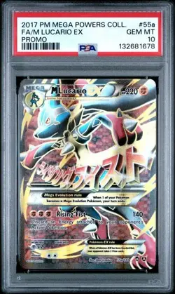 2017 POKEMON MEGA POWERS COLLECTION PROMO #55A FULL ART/M LUCARIO EX PSA 10 - Image 3